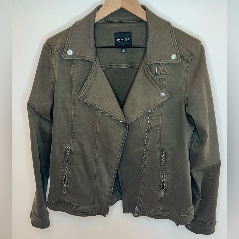 Liverpool Olive Green Utility Moto Jacket